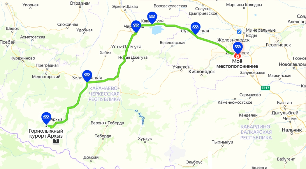 Карта нальчик пятигорск кисловодск